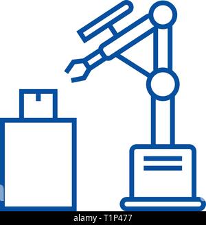 Industrial laser robot  line icon concept. Industrial laser robot  flat  vector symbol, sign, outline illustration. Stock Vector