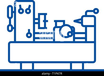 Industrial machine equipment line icon concept. Industrial machine equipment flat  vector symbol, sign, outline illustration. Stock Vector