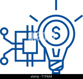 Innovation technology line icon concept. Innovation technology flat  vector symbol, sign, outline illustration. Stock Vector