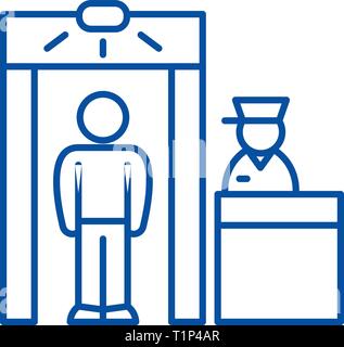 Inspection line icon concept. Inspection flat  vector symbol, sign, outline illustration. Stock Vector