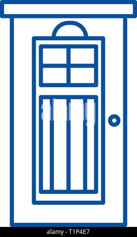 Interroom door line icon concept. Interroom door flat  vector symbol, sign, outline illustration. Stock Vector