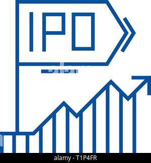 Ipo line icon concept. Ipo flat  vector symbol, sign, outline illustration. Stock Vector