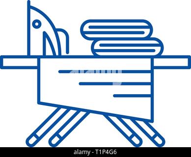 Ironing board line icon concept. Ironing board flat  vector symbol, sign, outline illustration. Stock Vector