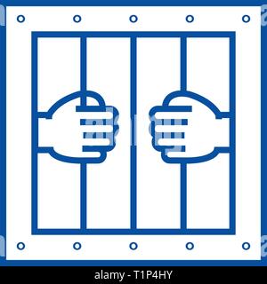 Jail line icon concept. Jail flat  vector symbol, sign, outline illustration. Stock Vector