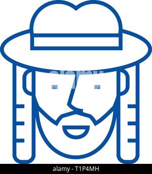 Jewish line icon concept. Jewish flat  vector symbol, sign, outline illustration. Stock Vector