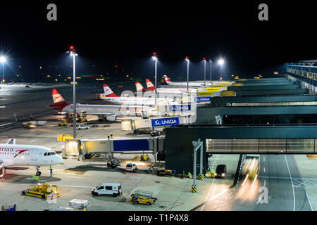 Wien Vienna airport, pier Nord (North), aircraft, plane, Austrian airlines Stock Photo