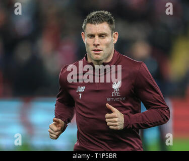 11th December 2018, Anfield, Liverpool, England; UEFA Champions League, Liverpool v Napoli ; James Milner (07) of Liverpool      Credit: Mark Cosgrove/News Images Stock Photo
