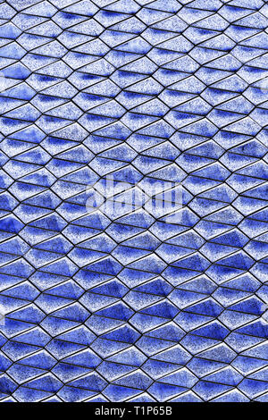 Blue honeycomb geometric wall design Stock Photo