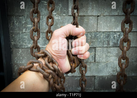 abstract liberty in the hand with the chains Stock Photo