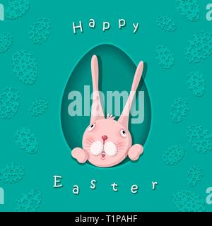 Happy easter colorful postcard image. Stock Vector