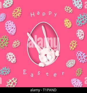 Happy easter colorful postcard image. Stock Vector