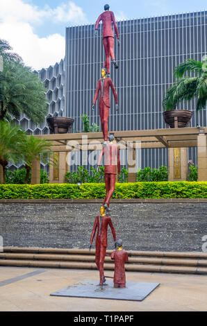 Italian sculptor Roberto Barni sculpture Colonna Bisbetica at plaza of Parkview Square Singapore. Stock Photo