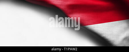 Waving flag of Indonesia, Asia on white background - right top corner flag Stock Photo