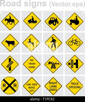 Traffic sign road concept design set. Illustration 4x4 per set. Stock Vector