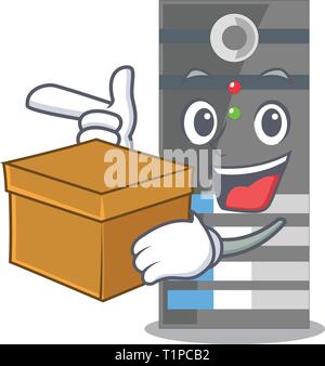 With box data server isolated in the character vector illustration Stock Vector