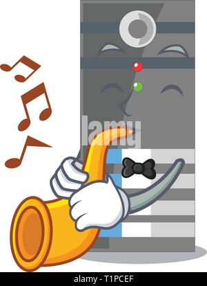 With trumpet server data in the cartoon shape vector ilustration Stock Vector