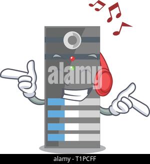 Listening music server data in the cartoon shape vector ilustration Stock Vector