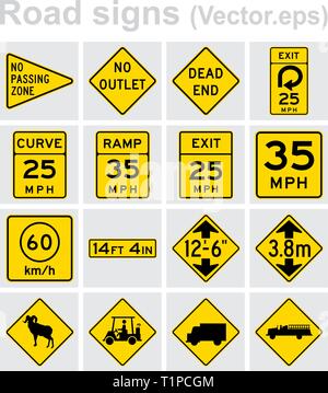Traffic sign road concept design set. Illustration 4x4 per set. Stock Vector