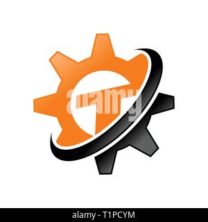 Letter T Initial Global Engineering Solution Vector Symbol Graphic Logo Design Template Stock Vector