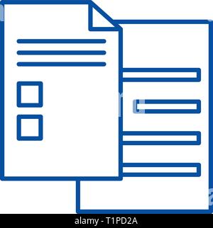 Check sheets line icon concept. Check sheets flat  vector symbol, sign, outline illustration. Stock Vector