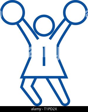 Cheerleader line icon concept. Cheerleader flat  vector symbol, sign, outline illustration. Stock Vector