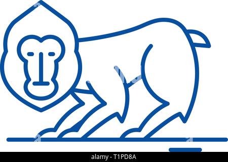 Chimpanzee line icon concept. Chimpanzee flat  vector symbol, sign, outline illustration. Stock Vector