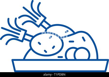 Christmas turkey line icon concept. Christmas turkey flat  vector symbol, sign, outline illustration. Stock Vector