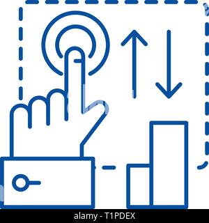 Click here line icon concept. Click here flat  vector symbol, sign, outline illustration. Stock Vector
