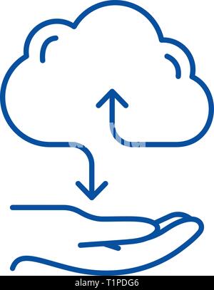 Cloud services line icon concept. Cloud services flat  vector symbol, sign, outline illustration. Stock Vector