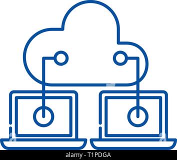 Cloud technologies line icon concept. Cloud technologies flat  vector symbol, sign, outline illustration. Stock Vector