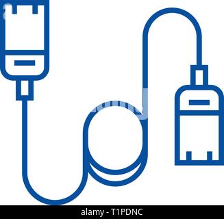 Computer cable,ethernet line icon concept. Computer cable,ethernet flat  vector symbol, sign, outline illustration. Stock Vector
