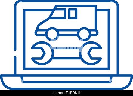 Computer diagnostics line icon concept. Computer diagnostics flat  vector symbol, sign, outline illustration. Stock Vector