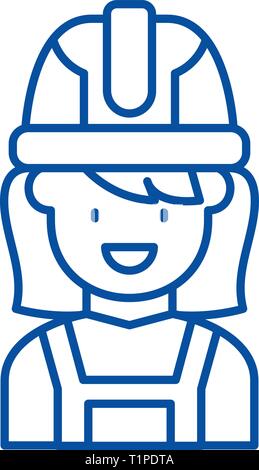 Construction master line icon concept. Construction master flat  vector symbol, sign, outline illustration. Stock Vector