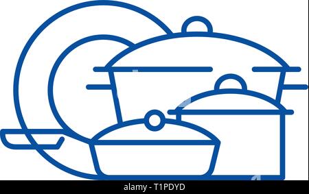 Cookware line icon concept. Cookware flat  vector symbol, sign, outline illustration. Stock Vector