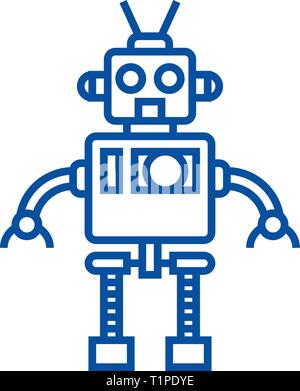 Cool robot line icon concept. Cool robot flat  vector symbol, sign, outline illustration. Stock Vector