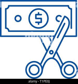 Cost optimization line icon concept. Cost optimization flat  vector symbol, sign, outline illustration. Stock Vector