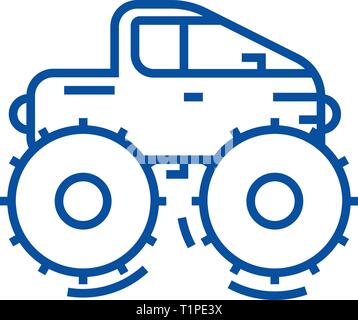 Cross country vehicle,jeep line icon concept. Cross country vehicle,jeep flat  vector symbol, sign, outline illustration. Stock Vector