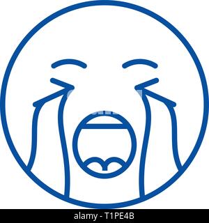 Crying emoji outline vector icon. Thin line black crying emoji icon ...
