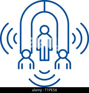 Customer marketing line icon concept. Customer marketing flat  vector symbol, sign, outline illustration. Stock Vector