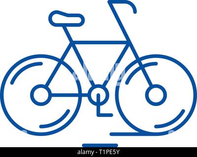 Cute bicycle line icon concept. Cute bicycle flat  vector symbol, sign, outline illustration. Stock Vector