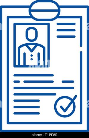 Cv resume line icon concept. Cv resume flat  vector symbol, sign, outline illustration. Stock Vector