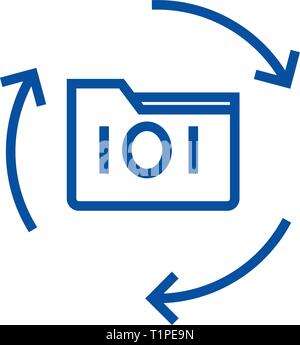 Data backup line icon concept. Data backup flat  vector symbol, sign, outline illustration. Stock Vector