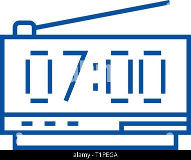 Digital clock line icon concept. Digital clock flat  vector symbol, sign, outline illustration. Stock Vector