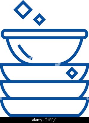 Dishes line icon concept. Dishes flat  vector symbol, sign, outline illustration. Stock Vector