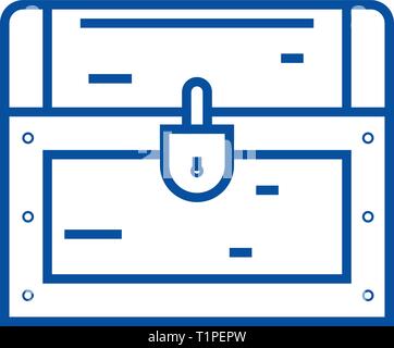 Dower chest line icon concept. Dower chest flat  vector symbol, sign, outline illustration. Stock Vector