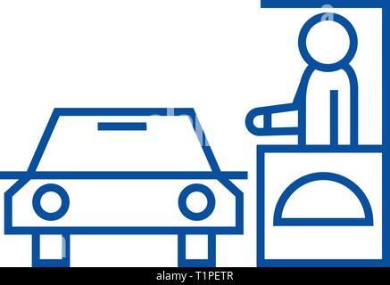 Drive thru restaurant line icon concept. Drive thru restaurant flat  vector symbol, sign, outline illustration. Stock Vector