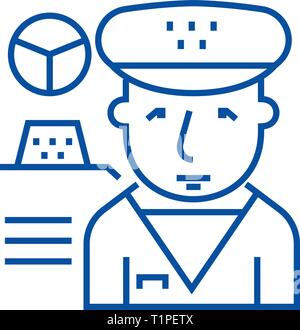 Driver line icon concept. Driver flat  vector symbol, sign, outline illustration. Stock Vector