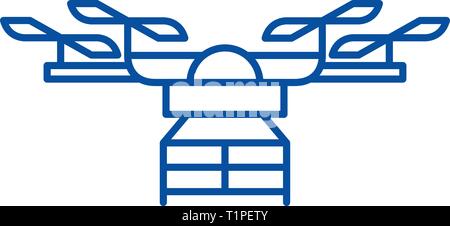 Drone line icon concept. Drone flat  vector symbol, sign, outline illustration. Stock Vector