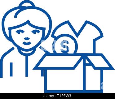 Drop shipping concept line icon concept. Drop shipping concept flat  vector symbol, sign, outline illustration. Stock Vector