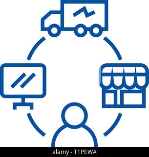 Dropshipping, drop ship,logistics line icon concept. Dropshipping, drop ship,logistics flat  vector symbol, sign, outline illustration. Stock Vector